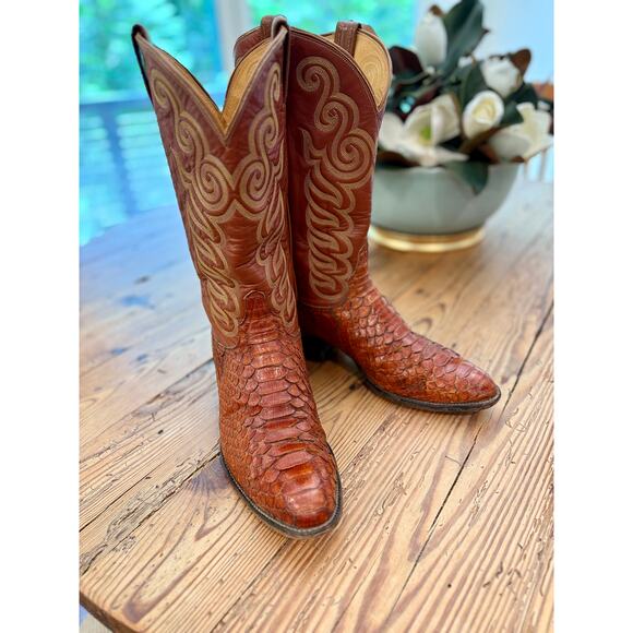 Vtg Tony Lama Exotic Python Black Label 8113 Western Cowboy Boots Men's US 12B - Picture 9 of 15